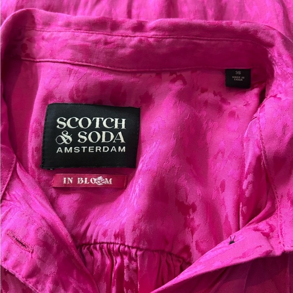 Scotch And Soda Women’s Slim Fitted Pipped Pink Button Up Blouse Size Medium(8) - Picture 3 of 16
